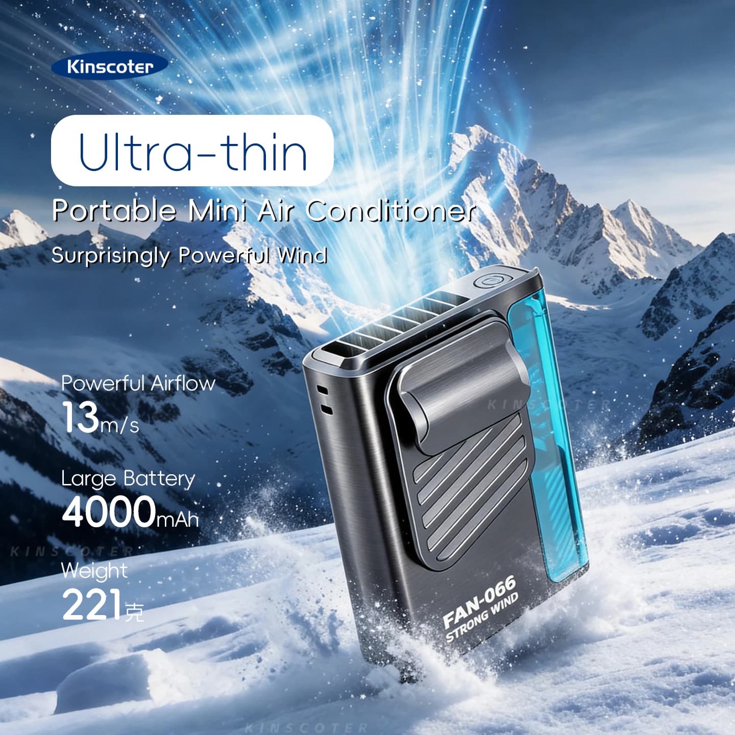 Ventilatore Multifunzione da Appendere in Vita 4000mAh, Mini Ventilatore Portatile da Esterno a Cinque Velocità Ricaricabile con Display Digitale