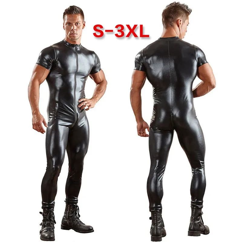 Uomini in lattice Wetlook Wear Fetish Gay Tuta Tuta Maschile Pole Dance Pantaloni Leggings erotici Pantaloni Biancheria intima da uomo esotica sexy