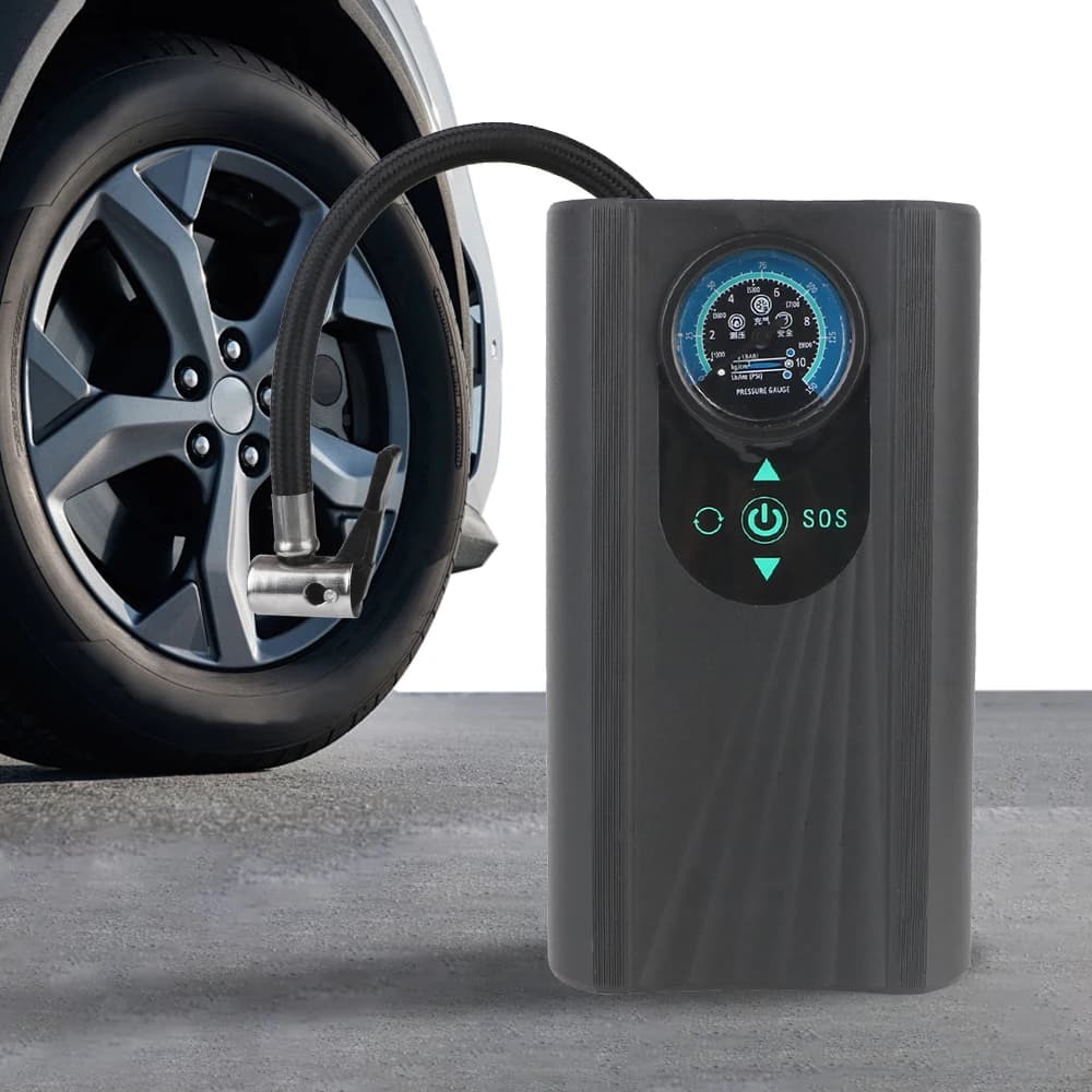Compressore d'Aria Elettrico ad Alta Precisione, Gonfiatore per Pneumatici di Moto, Auto e Biciclette, Pompa d'Aria Portatile 12V per Gonfiaggio Rapido
