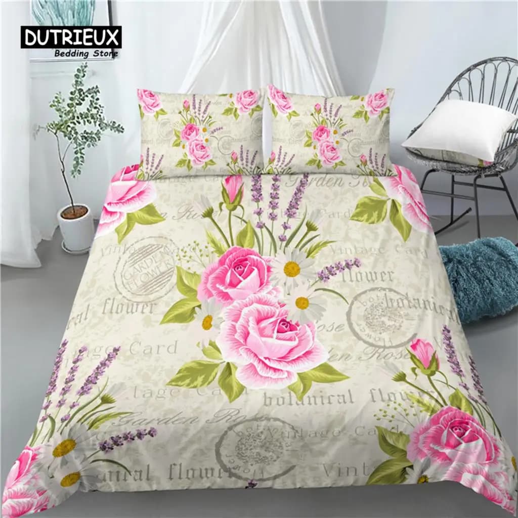 Lusso 3D Fiore di lavanda Stampa Home Living 2/3 pezzi Comodo copripiumino Federa Set biancheria da letto Queen e King EU/US/AU Size