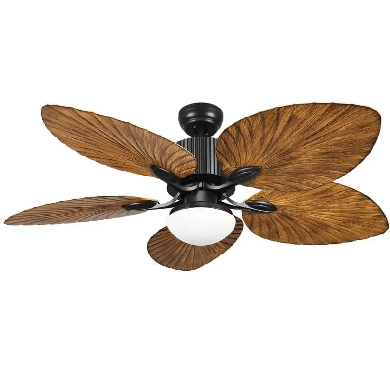 Ventilatore da Soffitto a 5 Pale Reversibili Stile Tropicale da 52 Pollici con Funzione Motore e Luce