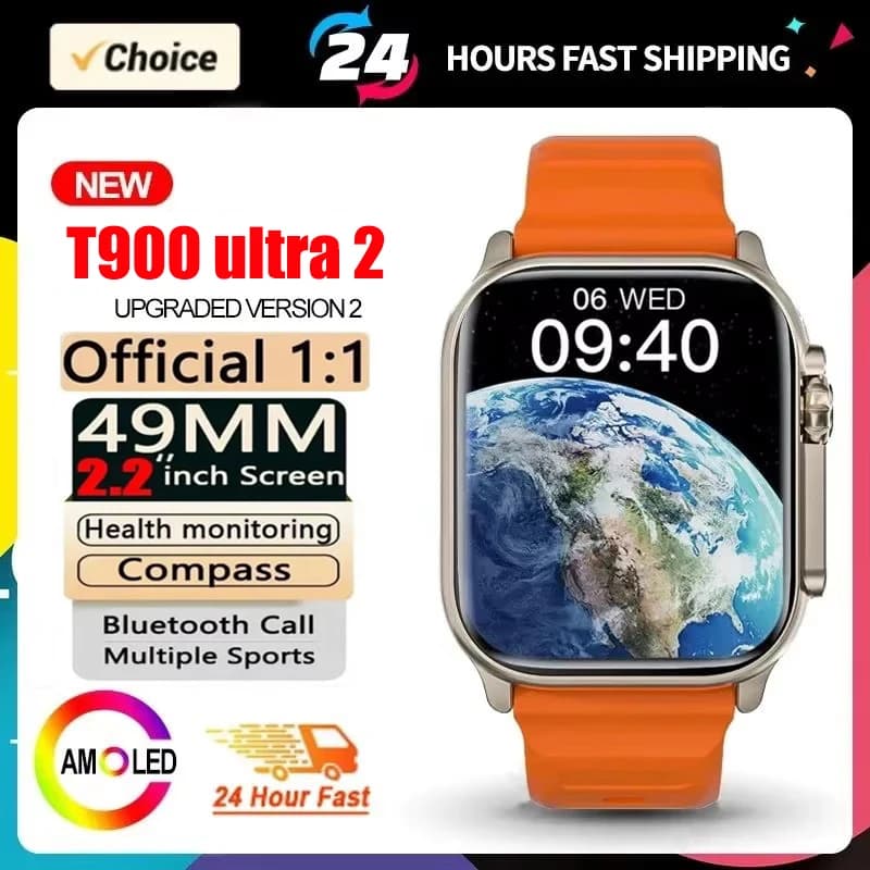 2026 T900 Ultra 2 Smart Watch Men 49mm Series 8 2.3 "AMOLED Screen NFC Compass Waterproof for IOS Watch IWO Ultra 8 Smartwatch