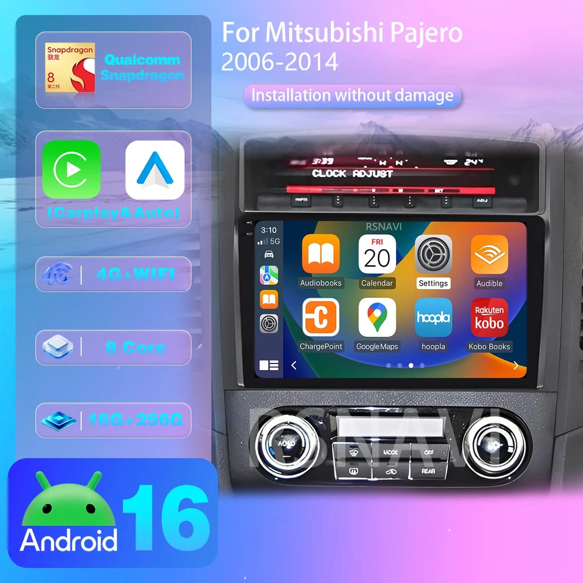 Android 16 For Mitsubishi Pajero 4 V80 V90 2006 - 2014 Car Radio Multimedia Video Player stereo Voice CarPlay 360 Camera WIFI+4G