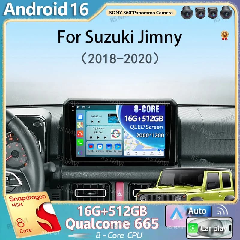 Qualcomm Android 15 Carplay Auto Autoradio Per Suzuki Jimny 2018 2019 2020 Lettore Video Multimediale GPS DSP 2Din DVD Stereo 4G
