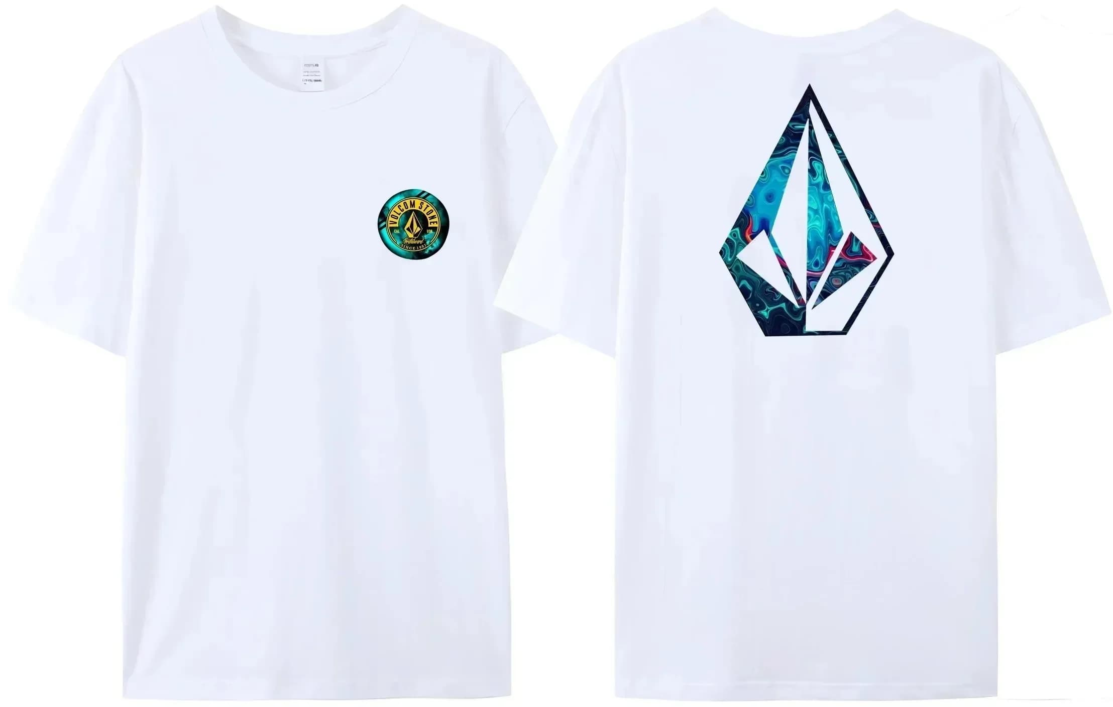 Sale Volcom Obsidian Summer T-Shirt Men's 100% Cotton Comfortable Stylish Short Sleeves High Quality Double Sided Tees