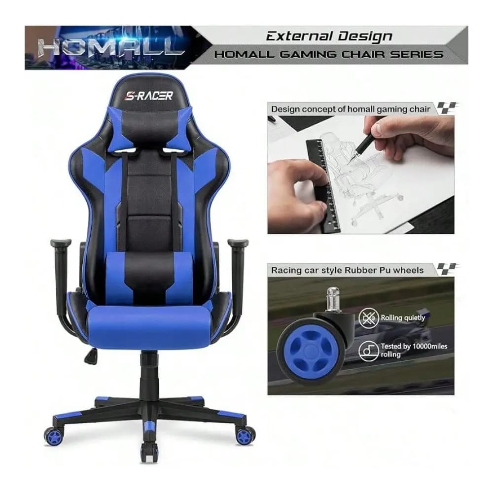 Sedia da gaming, sedia da ufficio, sedia da computer con schienale alto, sedia da scrivania in pelle, sedia da gaming direzionale ergonomica regolabile girevole