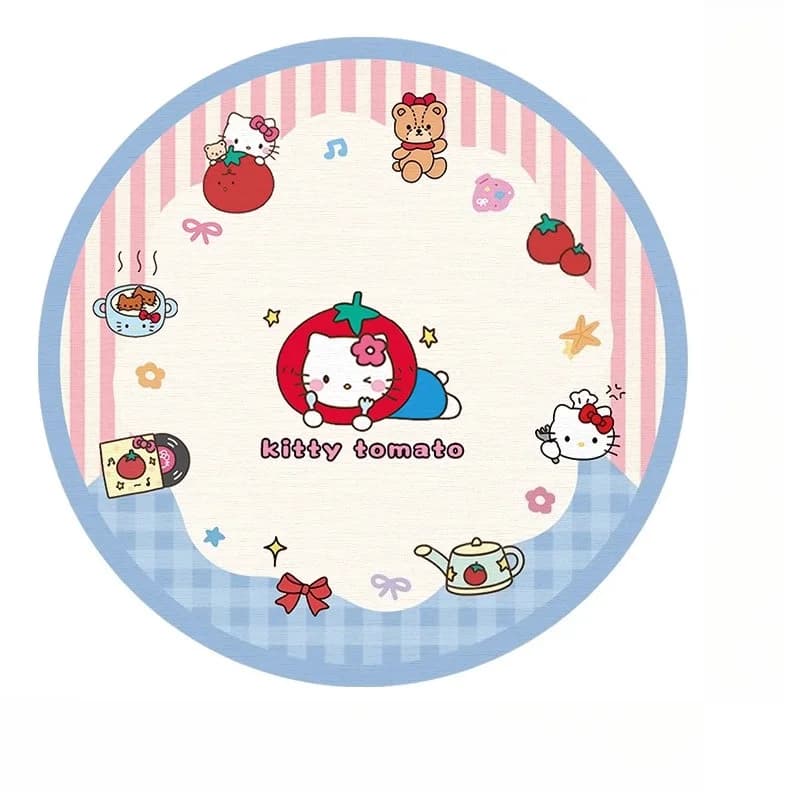 2026 New Hello Kitty Round Bedside Foot Mat Warm, Stain Resistant, Non Slip Foot Mat Bedroom Rugs Living Room Area Rug