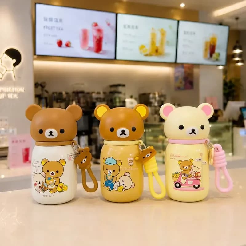 2026 New Rilakkuma Stainless Insulated Water Cup Leakproof Cute Tea Bear White Bear Thermal Mug Home Office Anime Peripheral Gif