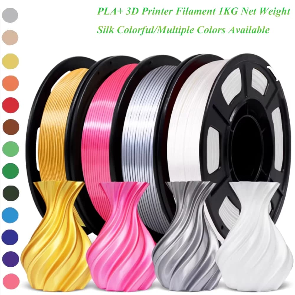 Filamento per stampante 3D Silk Colorful PLA+ 1KG di peso netto 1,75mm 1080 piedi per rotolo, confezione sottovuoto per stampante 3D FDM