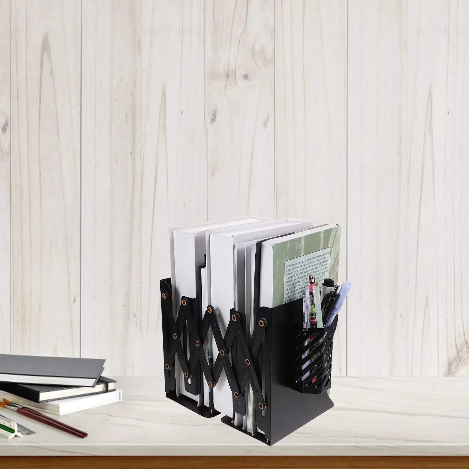 Fermalibri in Metallo a Forma di L, Organizzatore per Libri da Scrivania, per Studio, Ufficio, Scaffale, Fermalibri Moderni e Resistenti