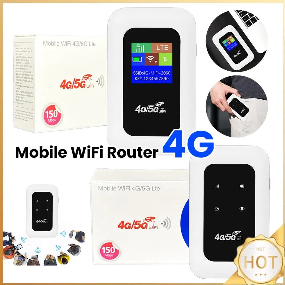 Router Wireless 4G LTE con Slot per Scheda SIM, Hotspot Wi-Fi Tascabile 150Mbps, Modem Wi-Fi per Casa, Ufficio, Camper e Campeggio
