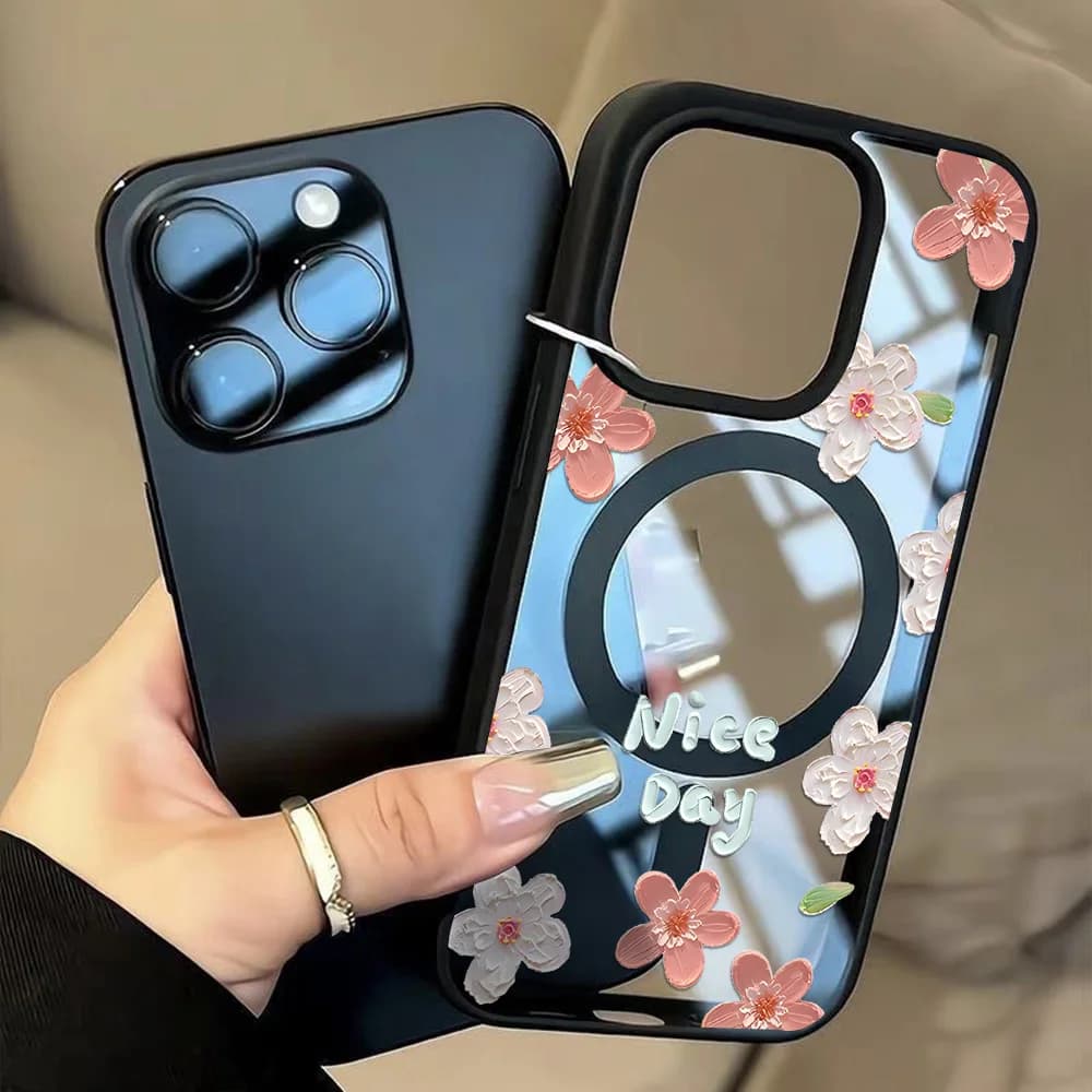 Oil Painting Floral Magnetic Phone Case For iPhone 17 Pro Max Case iPhone 16 15 14 13 12 Pro Max 11 17 Air Shockproof Cover