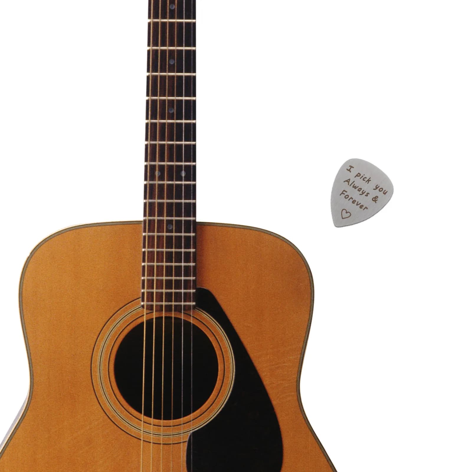 Plettro per Chitarra in Acciaio al Titanio con Scritta 'I Pick You' Incisa, Lavorato a Mano, Lucidato, Alta Prestazione per Chitarra, Basso, Ukulele, Accessorio