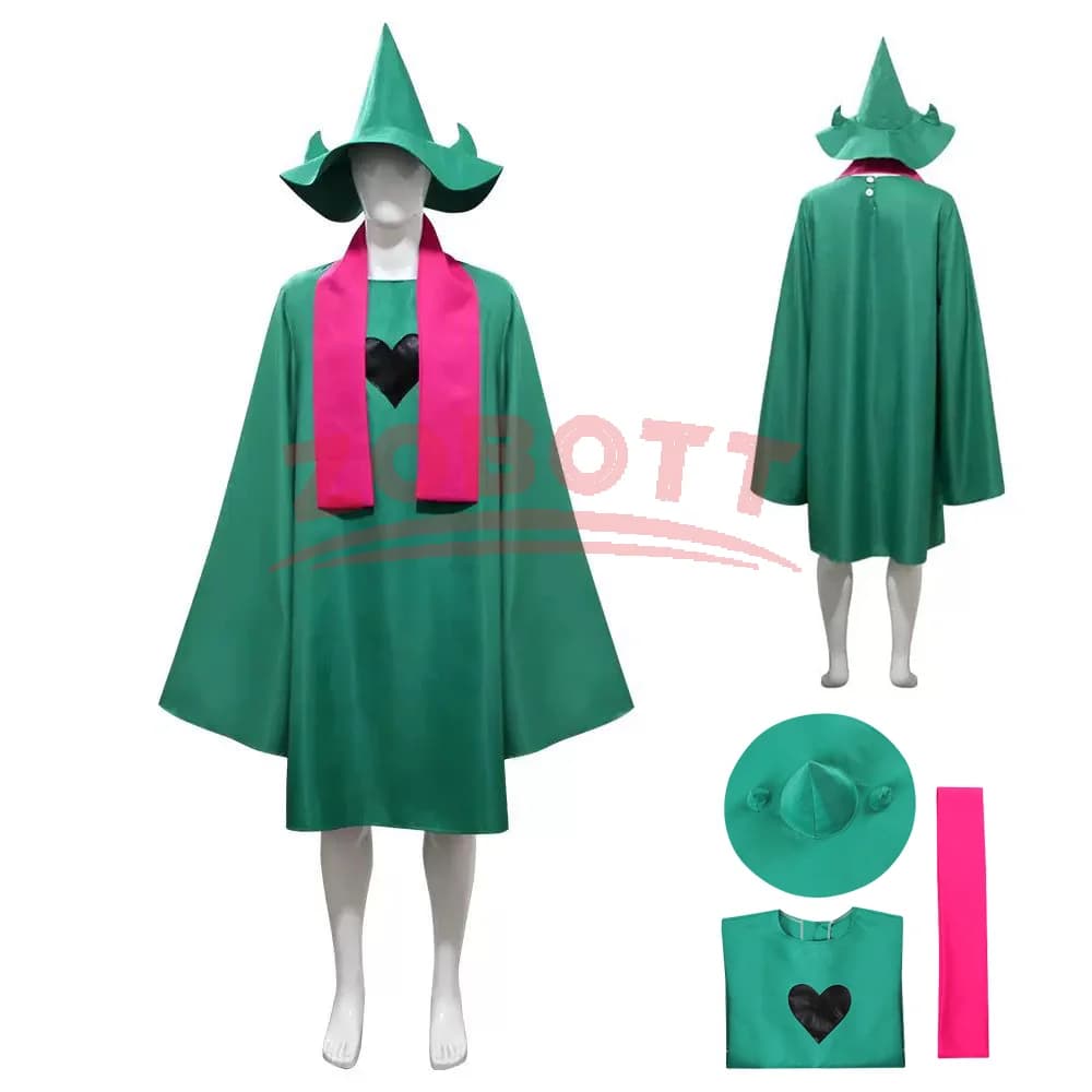 Anime Undertale Ralsei Cosplay Felpa con cappuccio Mantello Top Deltarune Cosplay Mantello con cappello Sciarpa Costume di Halloween per uomo e donna