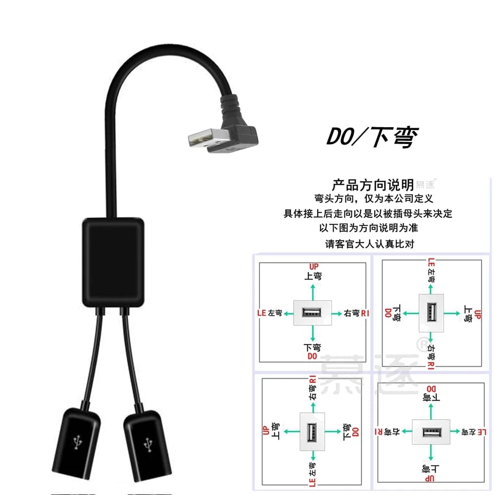Hub USB da uno a due con cavo, computer con cavo adattatore a due porte, mouse plug-in, tastiera, chiavetta USB, multifunzionale a