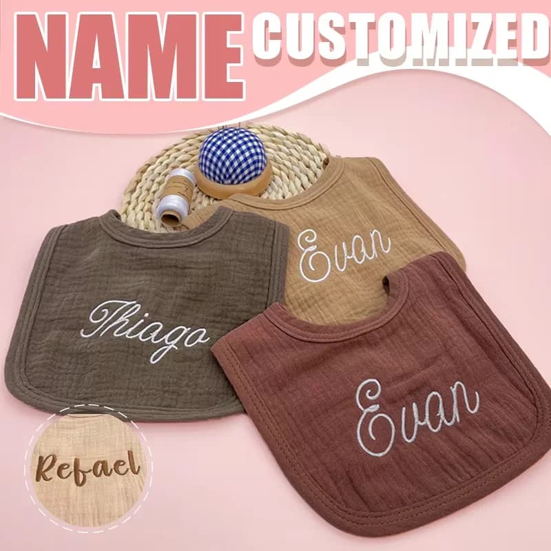 Personalized Pure Cotton Baby Saliva Towel Scarf Custom Name Infant Feeding Accessory for Boys & Girls Baby Shower Gift