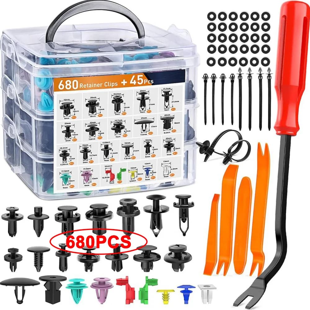 680 pz/scatola Auto Clip di Fissaggio 23 Dimensioni Misto Carrozzeria Push Fermo Spille Rivetto Paraurti Porta Pannello di Rivestimento Fermo Kit di Fissaggio
