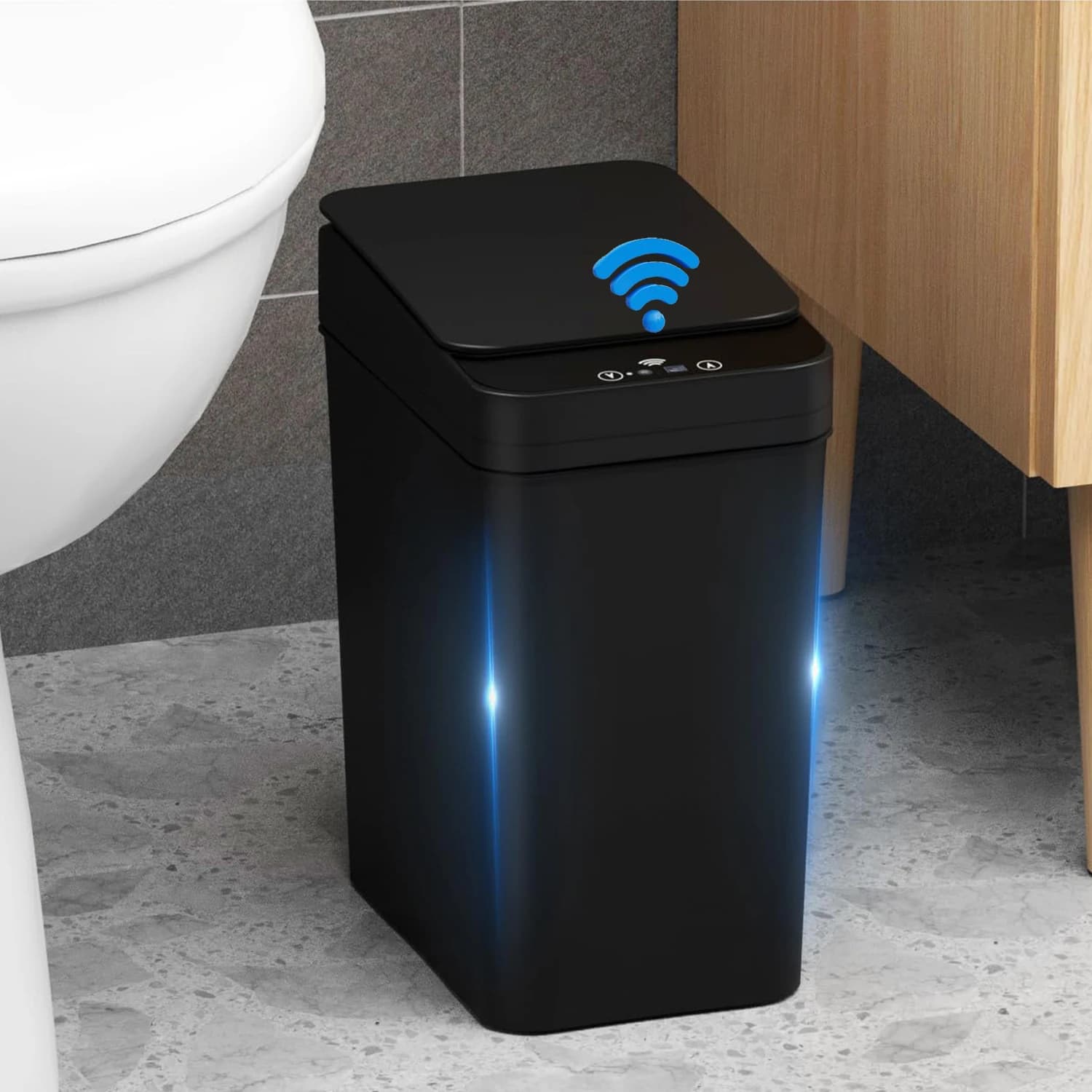 Pattumiera da bagno, pattumiera impermeabile touchless con sensore di movimento automatico da 12 litri con coperchio, pattumiera elettrica intelligente per cucina