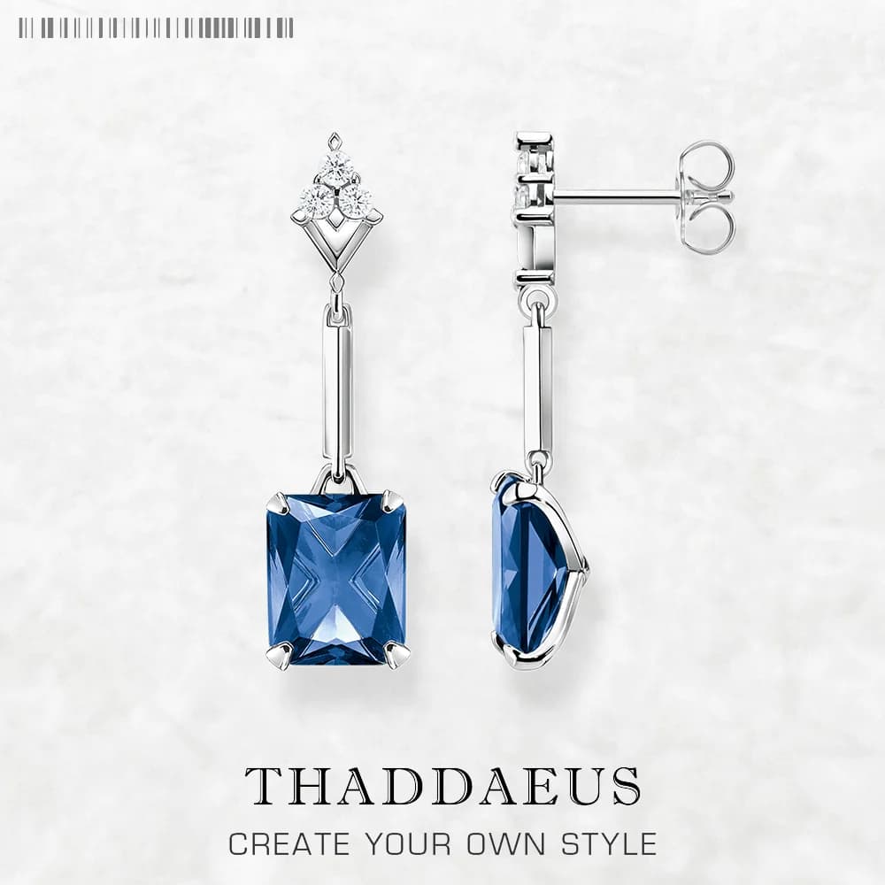 Orecchini pendenti Pietre blu zaffiro Gioielleria raffinata per le donne Estate Nuovissimo argento sterling puro 925 Regalo classico ed elegante