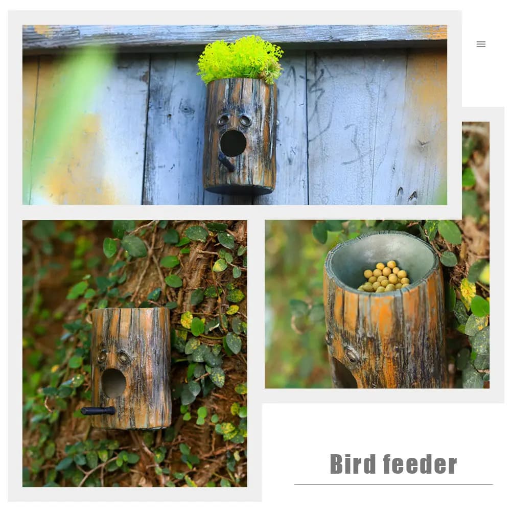 1pc Resin House Decorative Bird Feeder For Garden Balcony Window Durable Outdoor Bird Food Container Dispenser