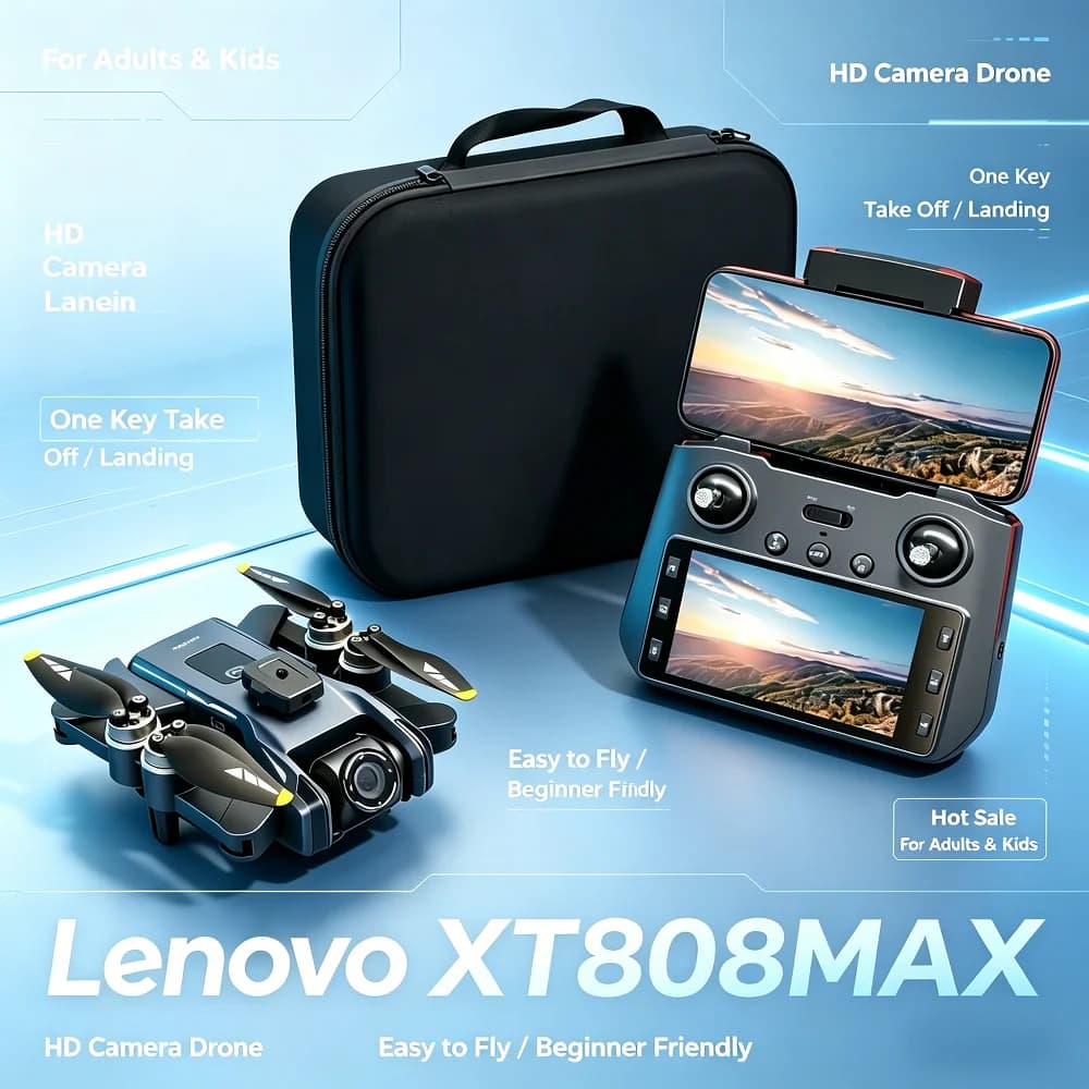 Nuovo Drone Lenovo GPS XT808max Pieghevole con Motore Brushless, Quadricottero RC Professionale con Doppia Fotocamera HD, WIFI 5G FPV