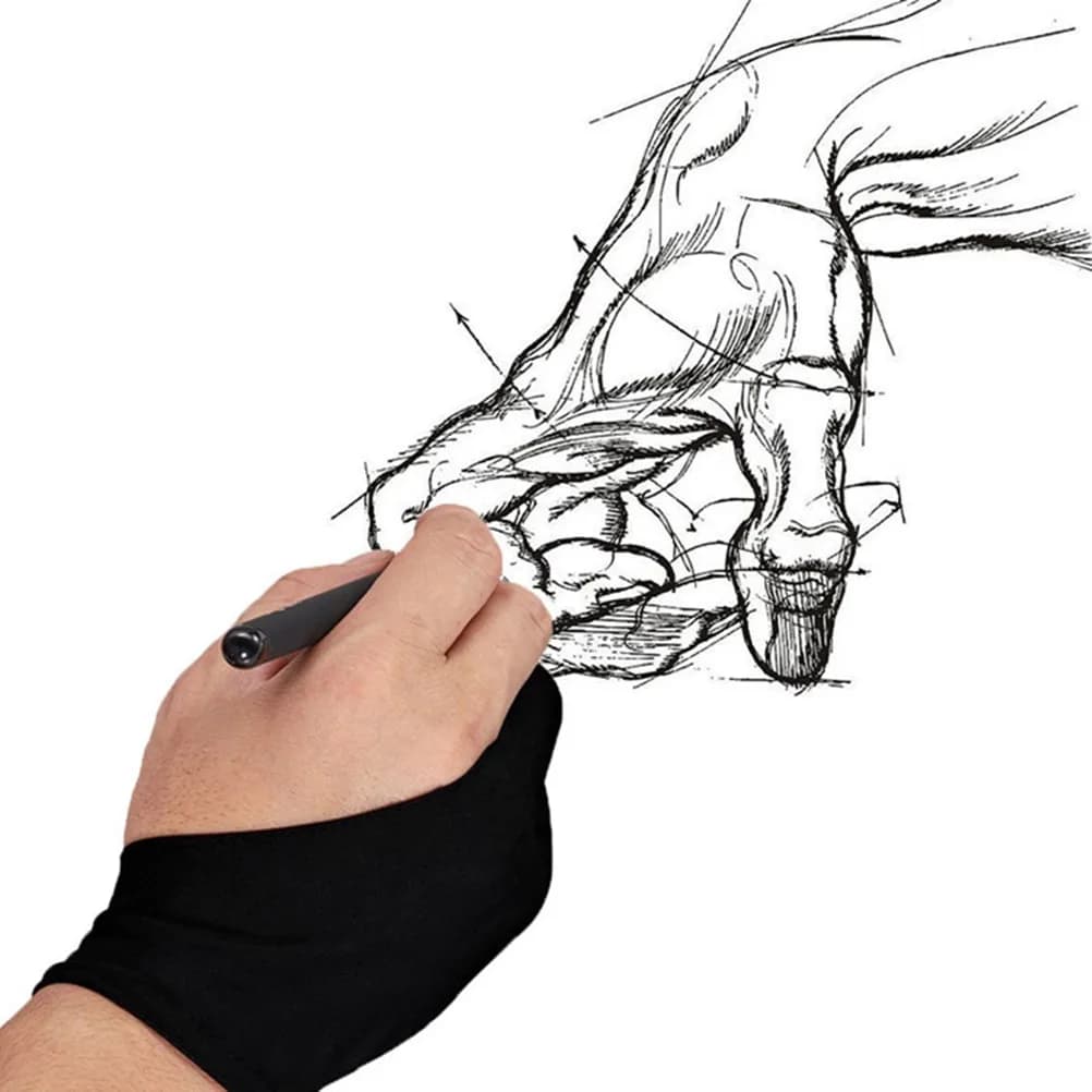 1Pcs Anti-Dirty Two-Finger Drawing Glove for Artists Soft Breathable Elastic Fabric Left Right Hand Compatible Glove for Tablet