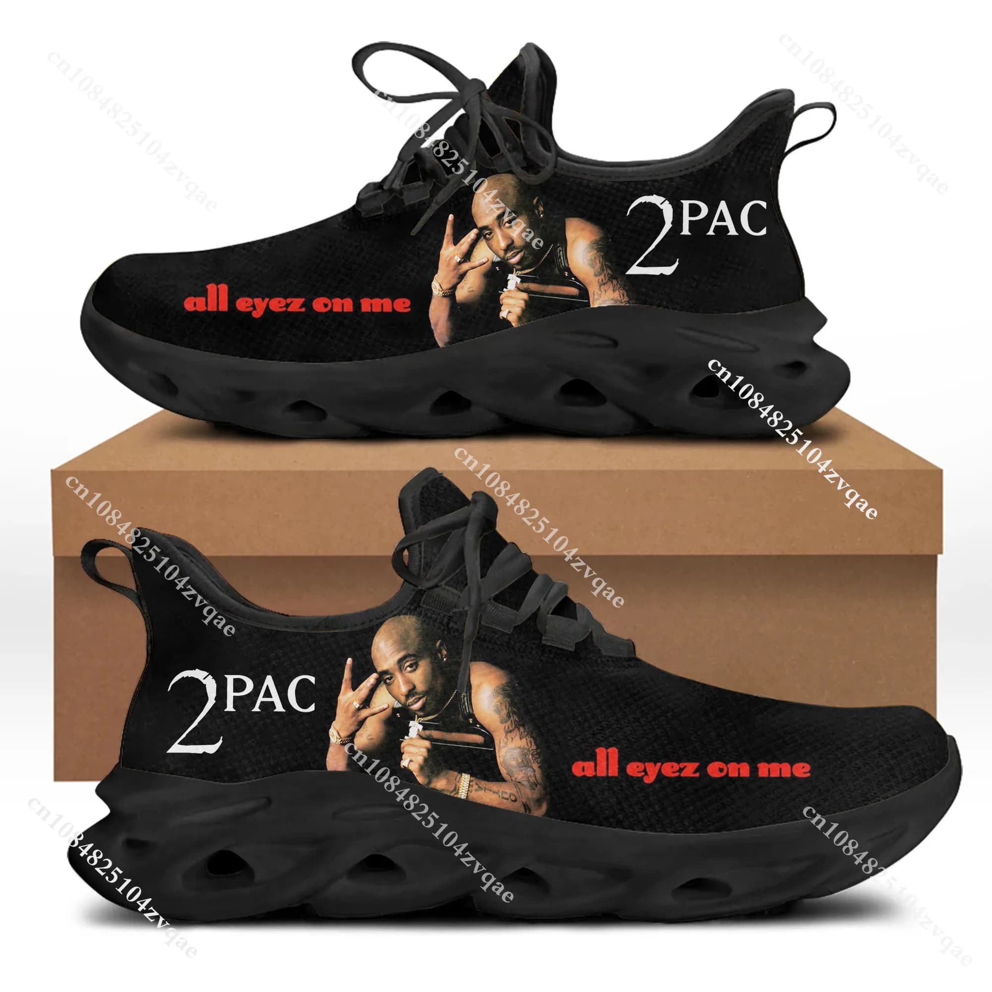 Tupac Rapper 2Pac Flats Sneakers Hip Hop Woman Sport Running Shoes Sneaker Lace Footwear Customized Balck Shoe