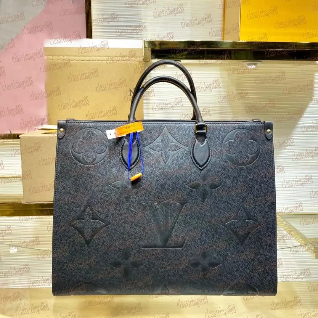 Borse di lusso Onthego, borse da donna, borsetta con fiori, borsa tote casual da donna, borse a tracolla in PVC, borsa grande da donna
