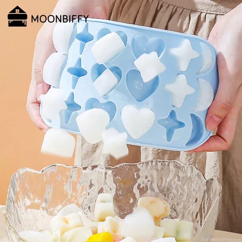 Nuovo cartone animato griglie in Silicone stampo per ghiaccio carino accessori da cucina vassoio cioccolato fare cuore stella luna dispositivo per ghiaccioli stampo in plastica