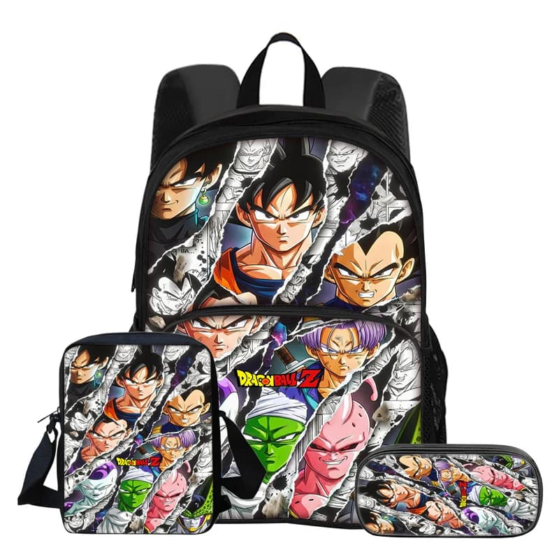 Dragon Ball 3Pcs set with Front Pocket Backpack Kids Backpack Shoulder Bags Pencil Bag Super Saiyan Goku Rucksack