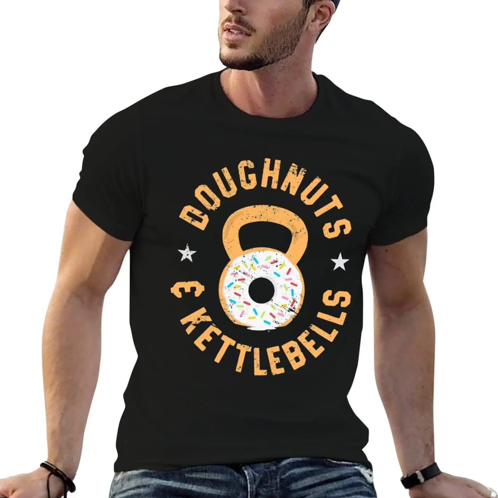 Divertente maglietta Donut Kettlebell, maglietta personalizzata G Man, magliette per uomo, maglietta grafica da uomo