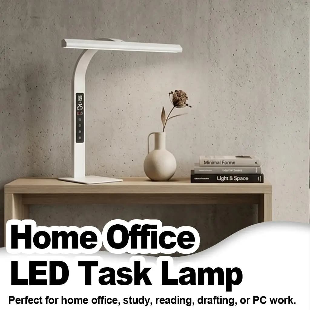 Stepless Dimming Digital Display LED Desk Lamp EU Plug 5 Color Modes Foldable Shadow Free Reading Fixture PC Room Art