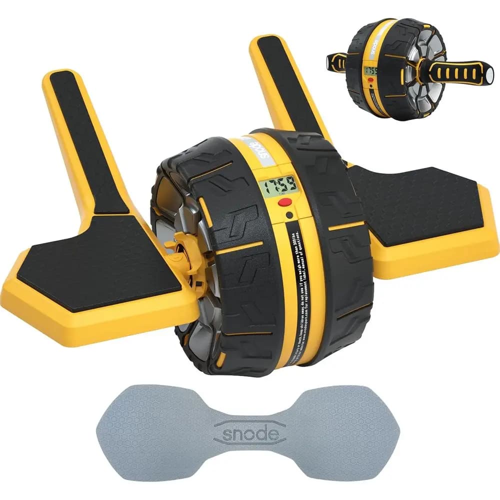 Adjustable Resistance Ab Roller with Elbow Support, Dual-Action Core Exerciser, Auto-Rebound System