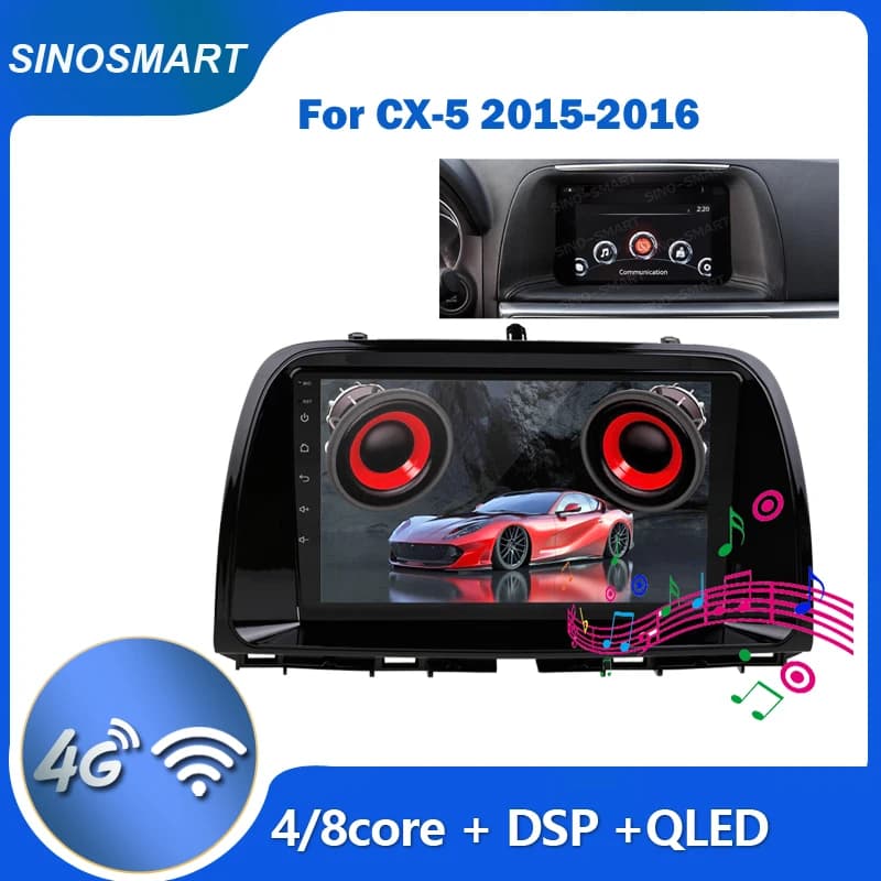 SINOSMART Autoradio Android 9" for Mazda CX5 CX-5 2015–2016 | Radio Replacement OEM | QLED | 4/8 core | BOSE Support