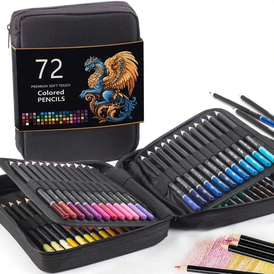 72 Colored Pencils, Professional Soft Oil-Based Cores Drawing Sketching Shading Pencils Set With Zipper Case, Coloring Pencils