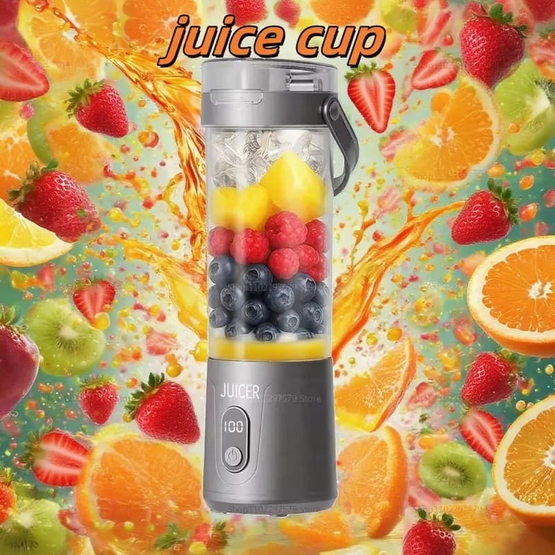 Portable Blender 600ML USB Rechargeable Electric Juicer Fruit Mixer Machine For Smoothies Personal Juicer Machine Outdoor Travel