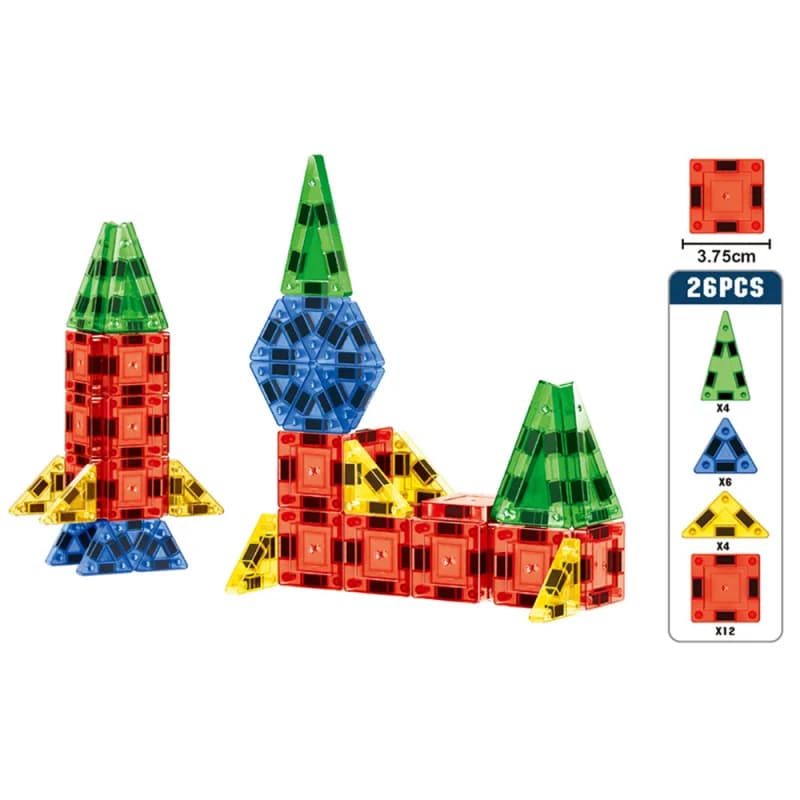 26/30PCS Set di costruzione magnetica da viaggio, mini blocchi di costruzione di piastrelle magnetiche 3D, giocattoli magnetici STEM giocattoli educativi per bambini