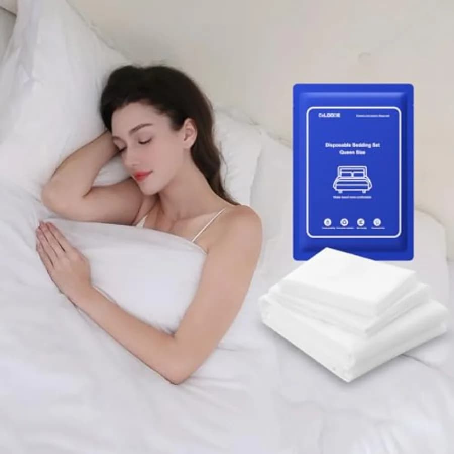 Disposable Bed Sheet Queen Size, Disposable Sheet for Travel, 4 PCS Disposable Sheets with Quilt Cover and Pillowcase, Travel S
