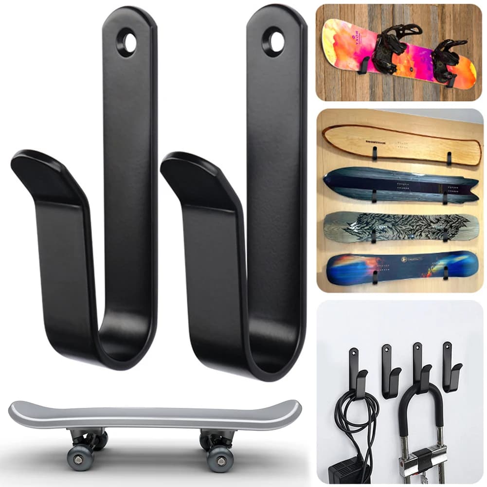 2/4 Pcs Snowboard Display Wall Mount Hook Solid Steel Snowboard Storage Display Rack Snowboard Wall Hanger for Home Room Garage