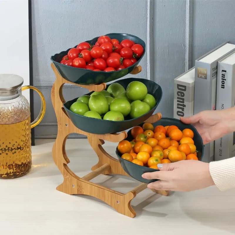 Piatto di frutta a strati Casa Soggiorno Piatto di snack in plastica Creativo moderno Cesto di frutta secca Piatto di caramelle Supporto per torta Insalatiera