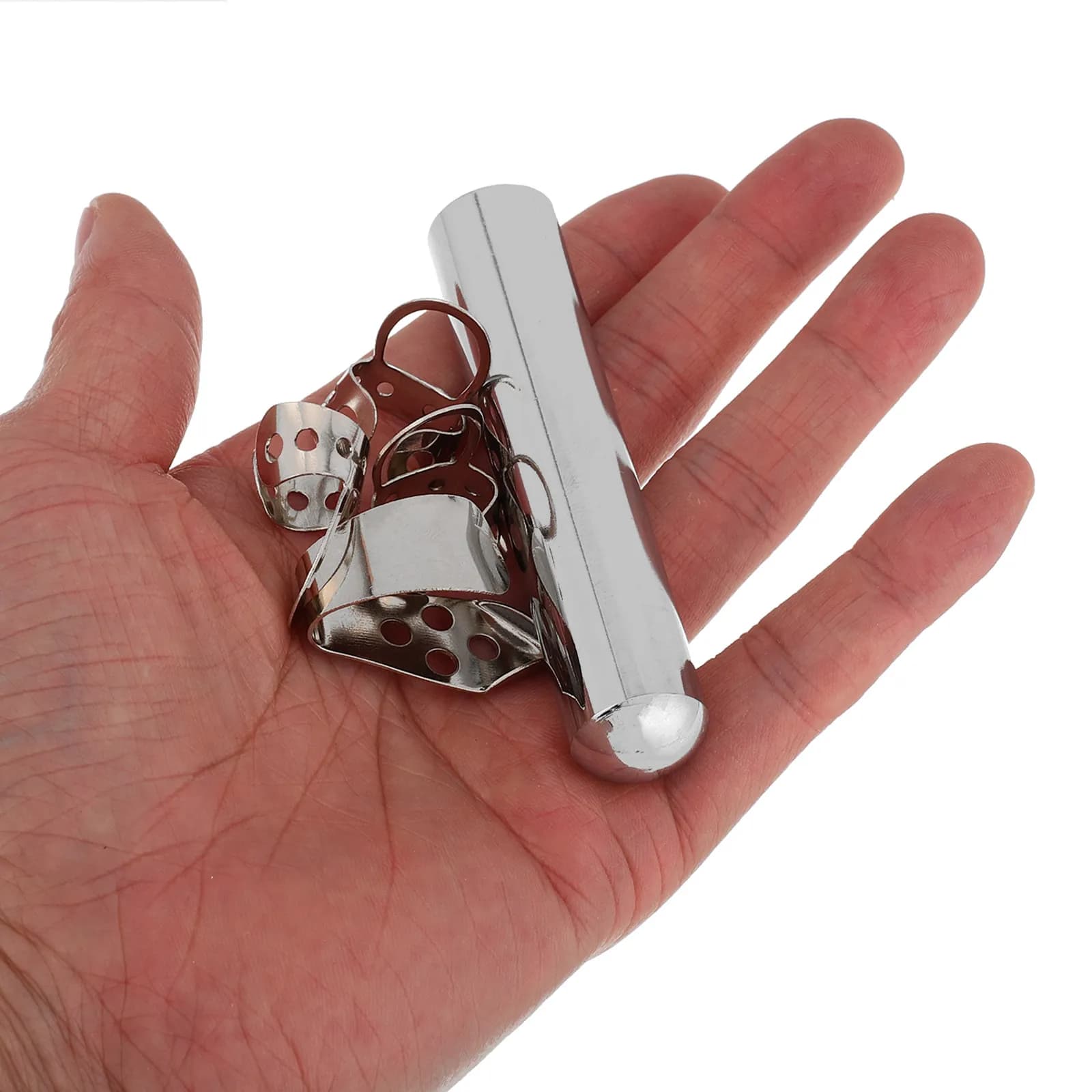 Set di 1 Barra Slide per Chitarra Elettrica in Metallo Argentato, Design Solido e Portatile, Effetti Sonori Regolabili, Plettri in Metallo per Chitarra