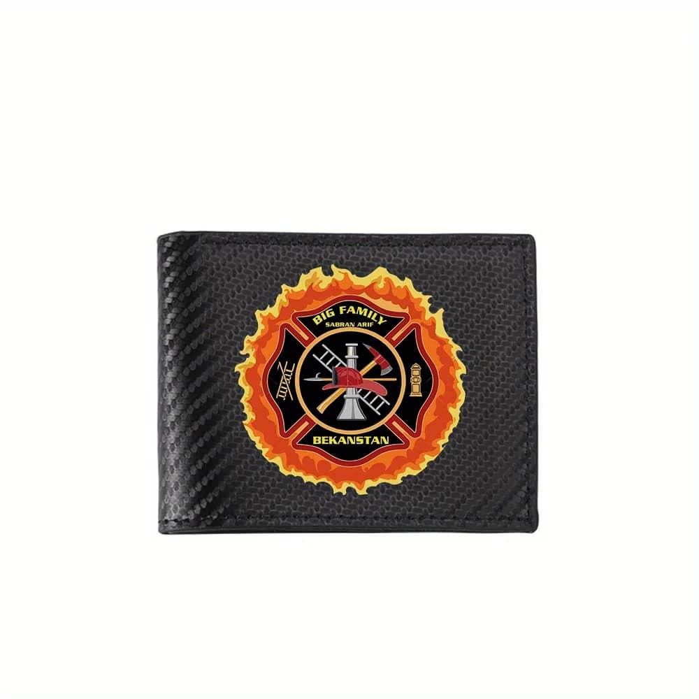 Emblema del pompiere cerchio strumenti di fiamma Portafogli da uomo Affari semplici Design moderno ed elegante con stampa Regali per padre fidanzato Ch