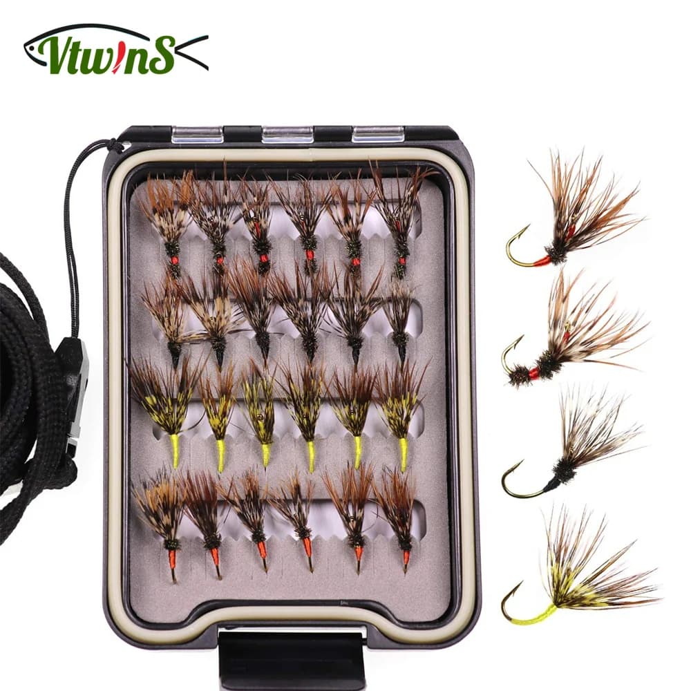Vtwins Tenkara Sakasa Mosque Kebari Fly Fishing Mosque Style for Trout Grigyling with Mosque Box Waterproof Size 12 Fishing Equipment