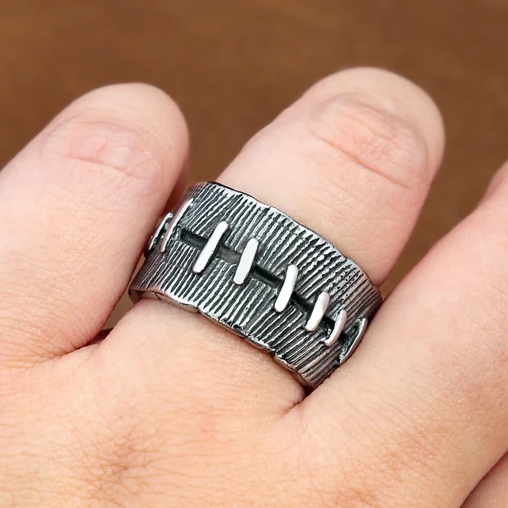 Vintage Fashion Creative Wound Suture Ring Gothic 316L Stainless Steel Simple Men Rings Punk Hip Hop Jewelry Gifts Wholesale