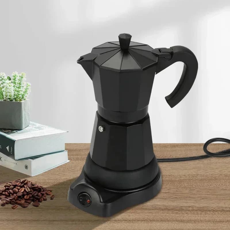 220V 480W 300ml Alluminio Elettrico Moka Caffettiera Italiana Per Uso Domestico Veloce E Conveniente Caffettiera Elettrica