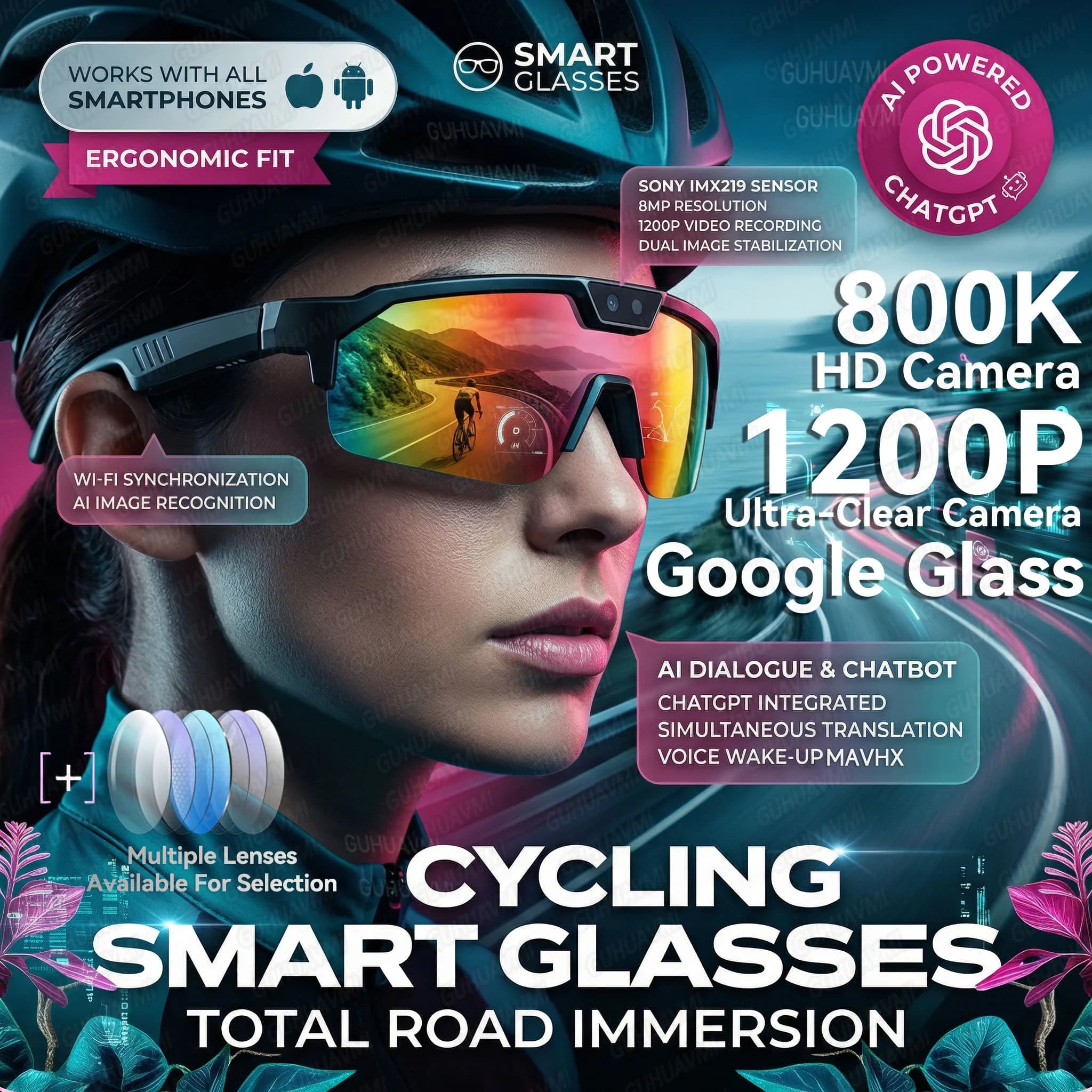 New Smart 2026 Men's Glasses 800W HD with Photo, Video, Bluetooth Calls, Translation, Anti-Reflection, for Running, Baseball and Cycling