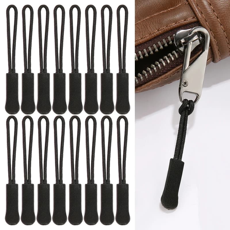 5/10/20PCS Zip Head Extension Cable Tag Tira Slider Cable Cord Extractor Extremity Lock Zip Clip Buckle for Outdoor Bag