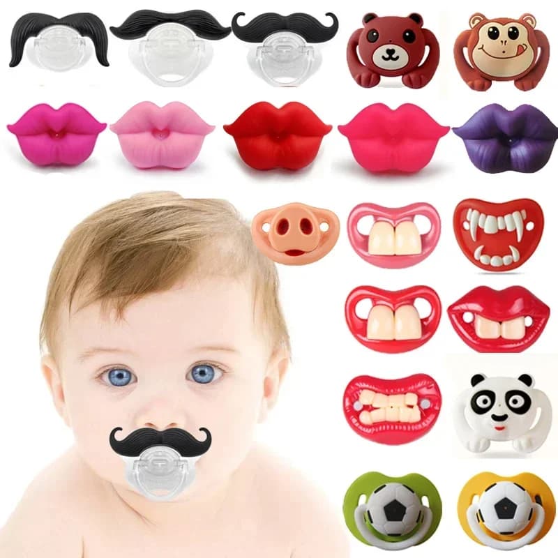 Ciucci divertenti per neonati Ciucci per neonati per i più piccoli Neonato Baffi carini Labbra Ciuccio Denti Regalo per bambini per ragazzi e ragazze