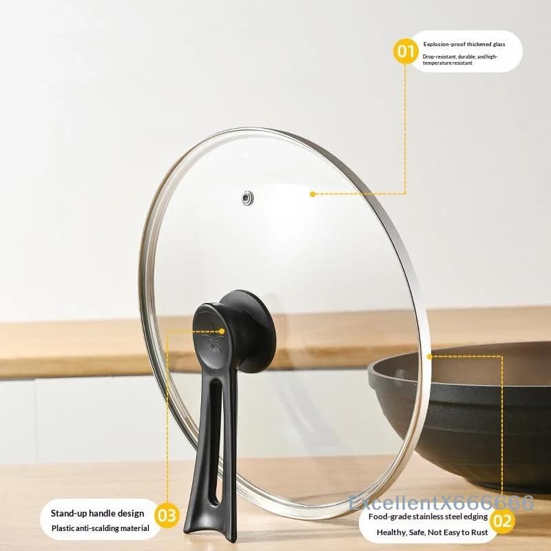 Tempered Glass Round Pan Cover Anti-spill Clear View 14-34cm Universal Fit Replacement for Skillet Wok Fry Pan Kitchen Accessory