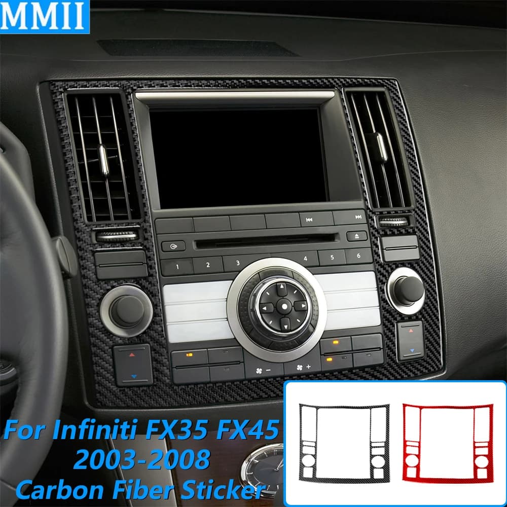 Per Infiniti FX35 FX45 S50 2006-2008, Copertura in Fibra di Carbonio per Pannello Radio CD e Bocchette Aria Condizionata, Accessori Auto, Adesivo Decorativo